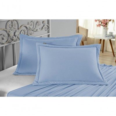 Porta Travesseiro Matelado Nobre 2 Peças Malha 100% Algodão - Azul-bebê