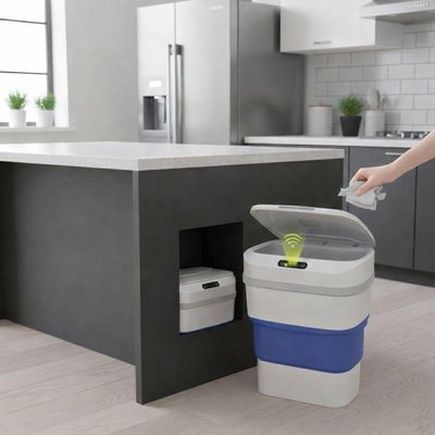 Lixeira Inteligente Automática Dobrável Com Sensor De Movimento Higiênica