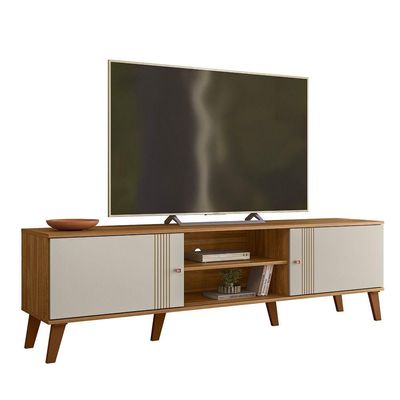 Rack Bancada Denver 180cm Nature/off White Para Tv Até 75” - Peternella Móveis