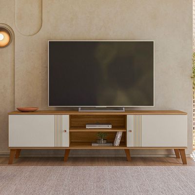 Rack Bancada Denver 180cm Nature/off White Para Tv Até 75” - Peternella Móveis