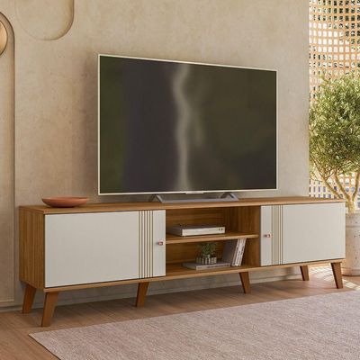 Rack Bancada Denver 180cm Nature/off White Para Tv Até 75” - Peternella Móveis