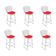 Kit 6 Banquetas Bistrô Bertoia Cromada D70 Com Assento Sintético Vermelho