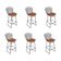 Kit 6 Banquetas Bistrô Bertoia Preta D60 Com Assento Cobre