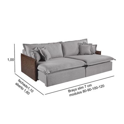 Sofá Martins M-160 Linho 2 Módulos De 80cm Estofados Martins Linho Cinza