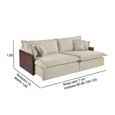 Sofá Martins M-160 Linho 2 Módulos De 80cm Estofados Martins Linho Creme