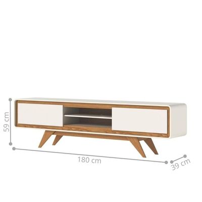 Rack Buffet Aparador Sala Estar Retrô Vintage Off White 2,20 Off White