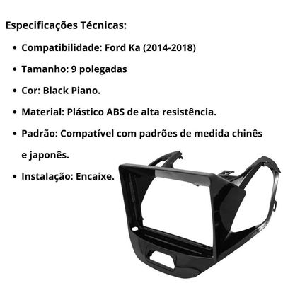 Central Multimídia Android 2 Din Ford Ka Moldura 9 Câmera Ré