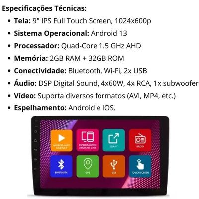 Central Multimídia Android 2 Din Ford Ka Moldura 9 Câmera Ré