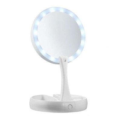 Espelho Dobrável Led Iluminador Mesa Maquiagem Portátil