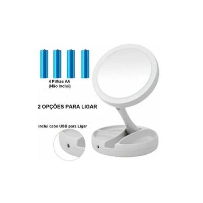 Espelho Dobrável Led Iluminador Mesa Maquiagem Portátil