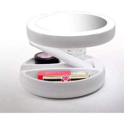 Espelho Dobrável Led Iluminador Mesa Maquiagem Portátil