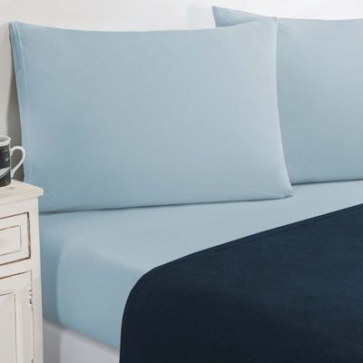 Jogo De Cama Malha Lençol 100% Algodão Gran Moratta 4 Peças Queen - Azul Marinho/Azul Bebê