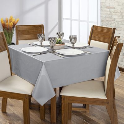 Toalha de Mesa 4 Lugares Térmica Impermeável 1,40 m x 1,40 m 100% Policloreto de Vinila - Cinza