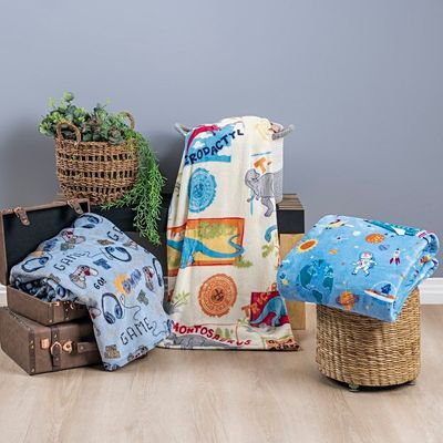 Manta Flannel Estampada Infantil Bouti Kids Solteiro - Astronauta