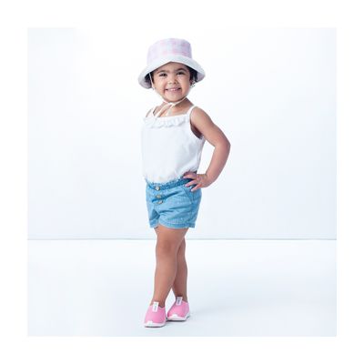 Chapéu Infantil Rosa / Smile Xadrez 1 a 2 anos -Pimpolho