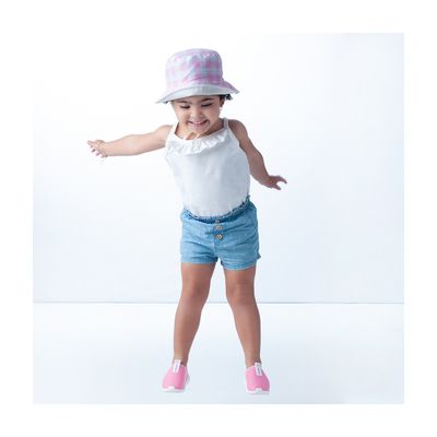 Chapéu Infantil Rosa / Smile Xadrez 1 a 2 anos -Pimpolho