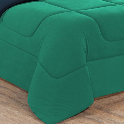 Edredom Malha 100% Algodão Gran Moratta 1 Peça King - Verde Jade/Azul Marinho