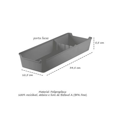 Organizador de Gaveta Porta Facas Plastico Preto 1un