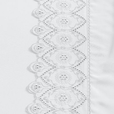 Jogo Cama Lençol Bouclê Solteiro Micro Percal 200 Fios c/ Laise Bordada 3 Peças - Branco Neve