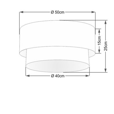 Plafon Duplo Cilíndrico Vivare Md-3062 Cúpula Tecido 45x40cm - Bivolt Bordo-branco 127/220v