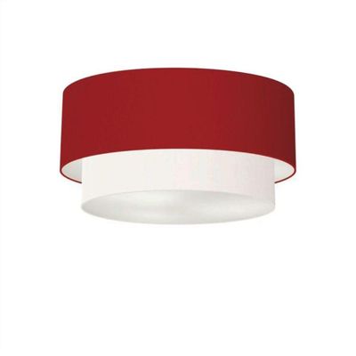 Plafon Duplo Cilíndrico Vivare Md-3062 Cúpula Tecido 45x40cm - Bivolt Bordo-branco 127/220v