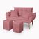 Kit Poltrona Decorativa Namoradeira 2 Puffs Quadrado E 2 Almofadas Suede Rose - Lm Decor