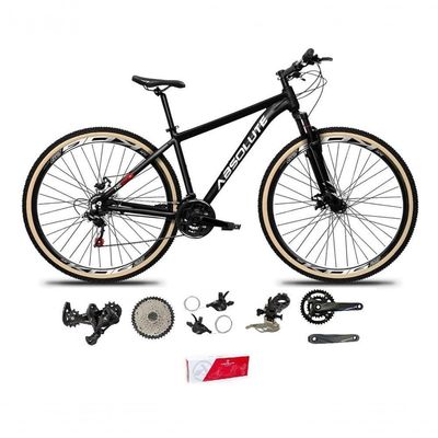 Bicicleta Aro 29 Absolute Nero 5 Alumínio 2x9 Freios Hidráulicos K7 Garfo Com Trava 18v Preto 23