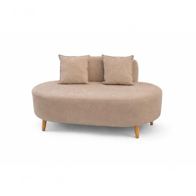Sofá Orgânico Feijão Para Sala Quarto Closet 115 Cm Com 02 Almofadas Tecido Suede Bege Eli Móveis E Decoração