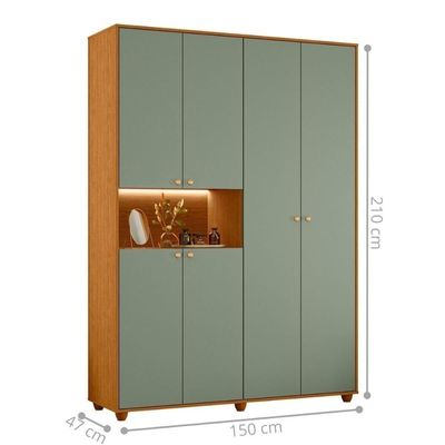 Roupeiro 6 Portas Clean Moderno Para Quarto Cinamomo
