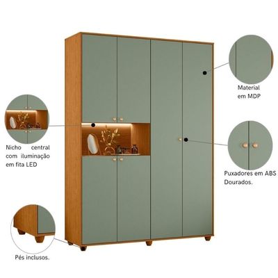 Roupeiro 6 Portas Clean Moderno Para Quarto Cinamomo