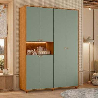 Roupeiro 6 Portas Clean Moderno Para Quarto Cinamomo