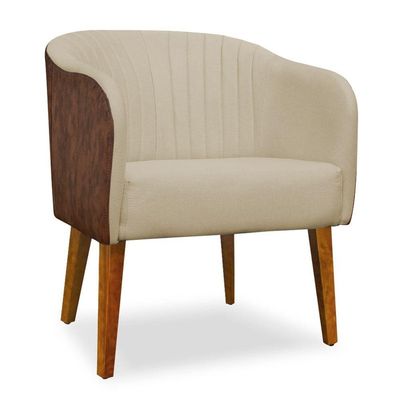 Poltrona Decorativa Mona Luxo Base De Madeira Maciça Sala Recepção Veludo Rosa Claro Eli Móveis E Decoração
