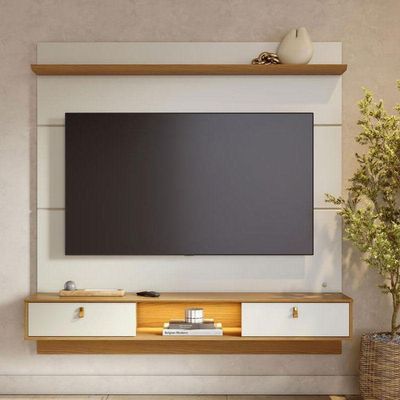 Painel Para Tv Home Suspenso Bali 1.6 Off White Matte Freijó – Colibri