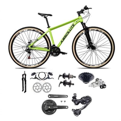 Bicicleta Aro 29 Absolute Nero 5 Câmbios Shimano Deore-altus 27v Freio Hidráulico Garfo Com trava Verde 15