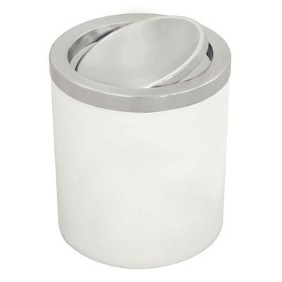 Lixeira Tramontina Útil Basculante em Aço Inox com Acabamento Scotch Brite e Corpo em Polipropileno Branco 5 L