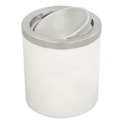 Lixeira Tramontina Útil Basculante em Aço Inox com Acabamento Scotch Brite e Corpo em Polipropileno Branco 5 L