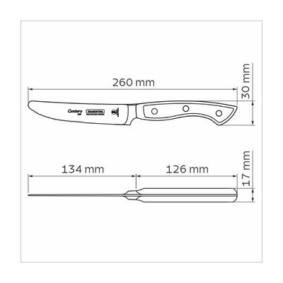 Faca para Churrasco Jumbo Tramontina Century com Lâmina em Aço Inox e Cabo de Policarbonato com Fibra de Vidro Preto 5 p