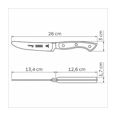 Faca para Churrasco Jumbo Tramontina Century com Lâmina em Aço Inox e Cabo de Policarbonato com Fibra de Vidro Preto 5 p