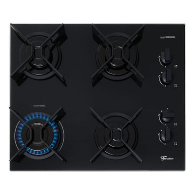 Cooktop A Gás Fischer 4q Fit Line Trempe Iron Bivolt Preto 110v/220v