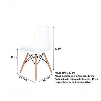 Kit com 4 Cadeira Charles Eames Wood DSW Branca-Base Madeira