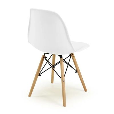 Kit com 4 Cadeira Charles Eames Wood DSW Branca-Base Madeira
