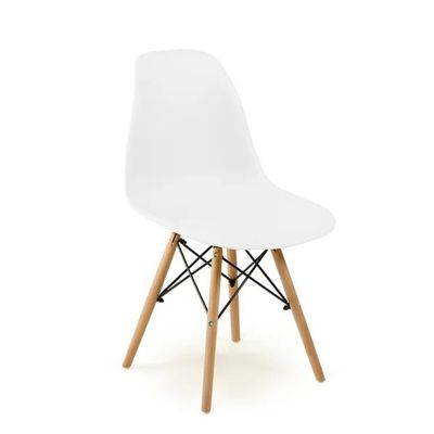 Kit com 4 Cadeira Charles Eames Wood DSW Branca-Base Madeira