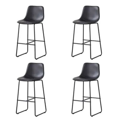 Kit 4 Banquetas Munich Estofadas Pretas com Encosto