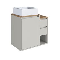 Balcão Gabinete de Banheiro Suspenso 60 Bahamas 1 Porta e 2 Gavetas Arenas com Cuba Branca