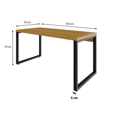Mesa Diretor 150x70x75cm Yon - Acácia Mel-est.preta Acácia Mel-est.preta