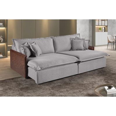 Sofá M-160 Linho 2 Módulos 100cm Braço 7cm Estofados Martins Linho Cinza