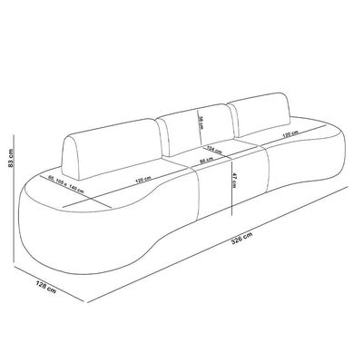 Sofá 5 Lugares Orgânico Para Sala Living 326cm Vasti M03 Veludo Bege - Lyam Decor