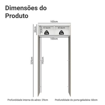 Porta-geladeira 103 Cm 1 Porta Basculante Crema-branco-crema Vik Madesa Branco-crema
