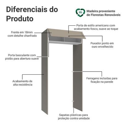 Porta-geladeira 103 Cm 1 Porta Basculante Crema-branco-crema Vik Madesa Branco-crema