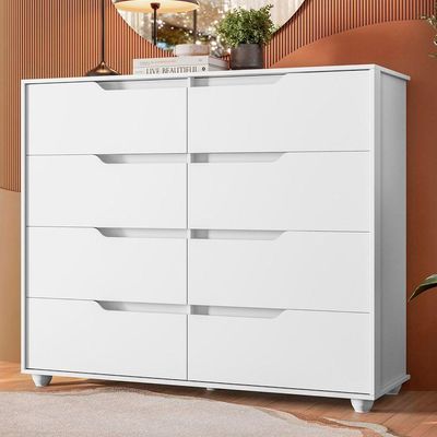 Comoda Doble 8 Gavetas Quarto Branco Com Freijo Vistas Flex - Albatroz